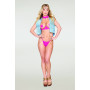 Soutien gorge ouvert rose avec chaines et string 