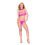 Soutien gorge ouvert rose avec chaines et string 