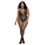 Bodystocking Grande taille résille dans un style Body avec magnifique décolleté à lanières 
