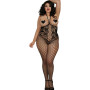 Combinaison grande taille style body dentelle et jambes larges résilles 