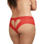 Shorty rouge grande taille de dentelle ouvert et ajouré sur les fesses forme coeur 