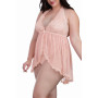 Body string grande taille décolleté effet nuisette ouverte 