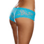 Shorty sexy taille basse bleu turquoise en dentelle 