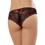 Tanga uni rouge et dentelle noire 