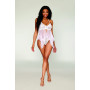 Babydoll et string en résille et dentelle blanche 