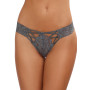 Tanga gris dentelle sexy ajouré sur l'avant 