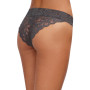 Tanga gris dentelle sexy ajouré sur l'avant 