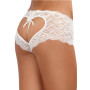 Shorty blanc de dentelle ouvert et ajouré sur les fesses forme coeur 