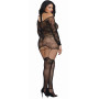 Bodystocking résille guêpière grande taille réversible avec tour de cou 
