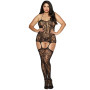Combinaison noire grande taille guêpière et bas dentelle 
