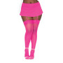 Bas nylon rose néon coutures grande taille pour jarretelles 