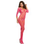 Bodystocking rose fluo résille ouvert à l'entre-jambes 