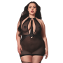 Nuisette grande taille avec porte jarretelles et fouet 