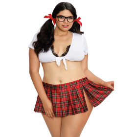 Déguisement sexy grande taille d'étudiante à lunettes 