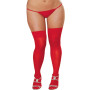 Bas nylon rouges coutures grande taille pour jarretelles 