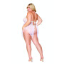 Babydoll et string grande taille en résille et dentelle blanche 