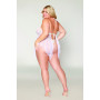 Babydoll et string grande taille en résille et dentelle blanche 