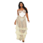 Bustier blanc avec armatures grande taille, en satin et dentelle florale 