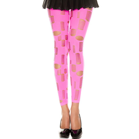Legging rose fluo ajouré petits et grands trous 
