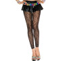 Legging fin noir résille et dentelle motif floral 
