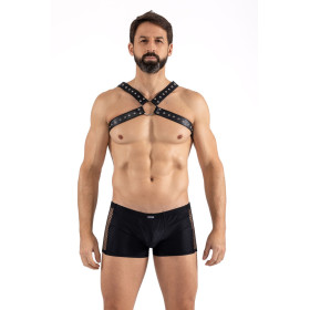 Harnais homme simili cuir larges sangles avec anneaux 