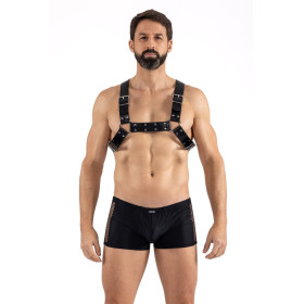 Harnais homme simili cuir avec sangles croisées dans le dos 