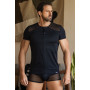 T-shirt noir rayé opaque et transparent 
