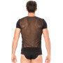 T-shirt noir rayé opaque et transparent 