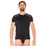 T-shirt noir rayé opaque et transparent 