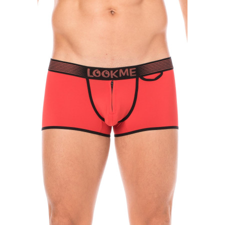 Mini-Pants rouge échancré avec zip 