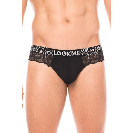 String noir en dentelle délicate 