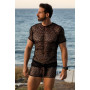 T-shirt noir sexy filet irrégulier fétichiste 