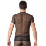 T-shirt noir sexy filet irrégulier fétichiste 