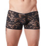 Boxer noir en fine dentelle avec légère transparence 