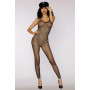 Bodystocking en résille noir métallique argentée 