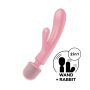 2 en 1 Vibromasseur rabbit et wand rose USB Triple Lover Satisfyer 