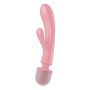 2 en 1 Vibromasseur rabbit et wand rose USB Triple Lover Satisfyer 