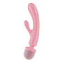 2 en 1 Vibromasseur rabbit et wand rose USB Triple Lover Satisfyer 
