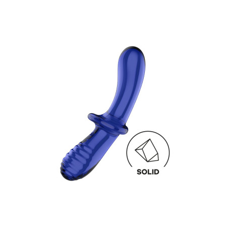Gode en verre borosilicaté massif bleu Double Crystal Satisfyer 
