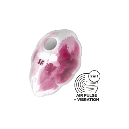 Stimulateur clitoridien par onde de pression sans contact et par vibration USB rose et blanc, Cloud Dancer Satisfyer 