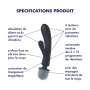 2 en 1 Vibromasseur rabbit et wand noir USB Triple Lover Satisfyer 