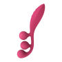 Vibromasseur triple stimulation flexible, anal, vaginale, clitoridienne Tri Ball rouge USB Satisfyer 