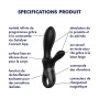 Vibromasseur rabbit noir USB, chauffant et connecté Heat Climax  Satisfyer 