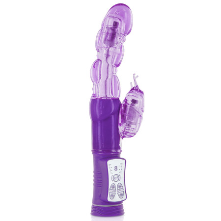Vibromasseur rabbit violet tête rotative USB 