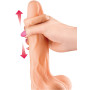 Gode réaliste veiné ventouse va-et-vient prépuce testicules billes mouvantes 22cm 