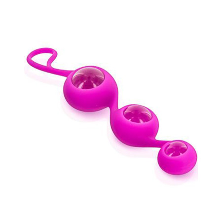 Triple boules de Geisha rose verre et silicone 