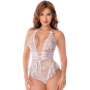 Body blanc en dentelle avec dos ouvert et encolure halter – Mapalé