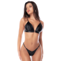 Ensemble lingerie 4 pièces noir effet wetlook – Mapalé