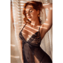 Babydoll noir en maille transparente avec dentelle imprimé animal – Mapalé