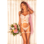 Ensemble bustier blanc en dentelle avec porte-jarretelles – Mapalé